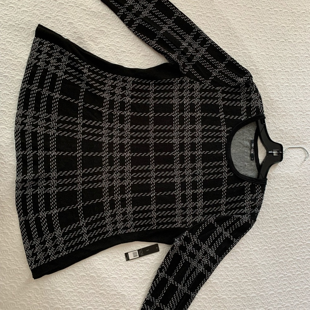Nic and Zoe Black and White Checked Sweater NWT